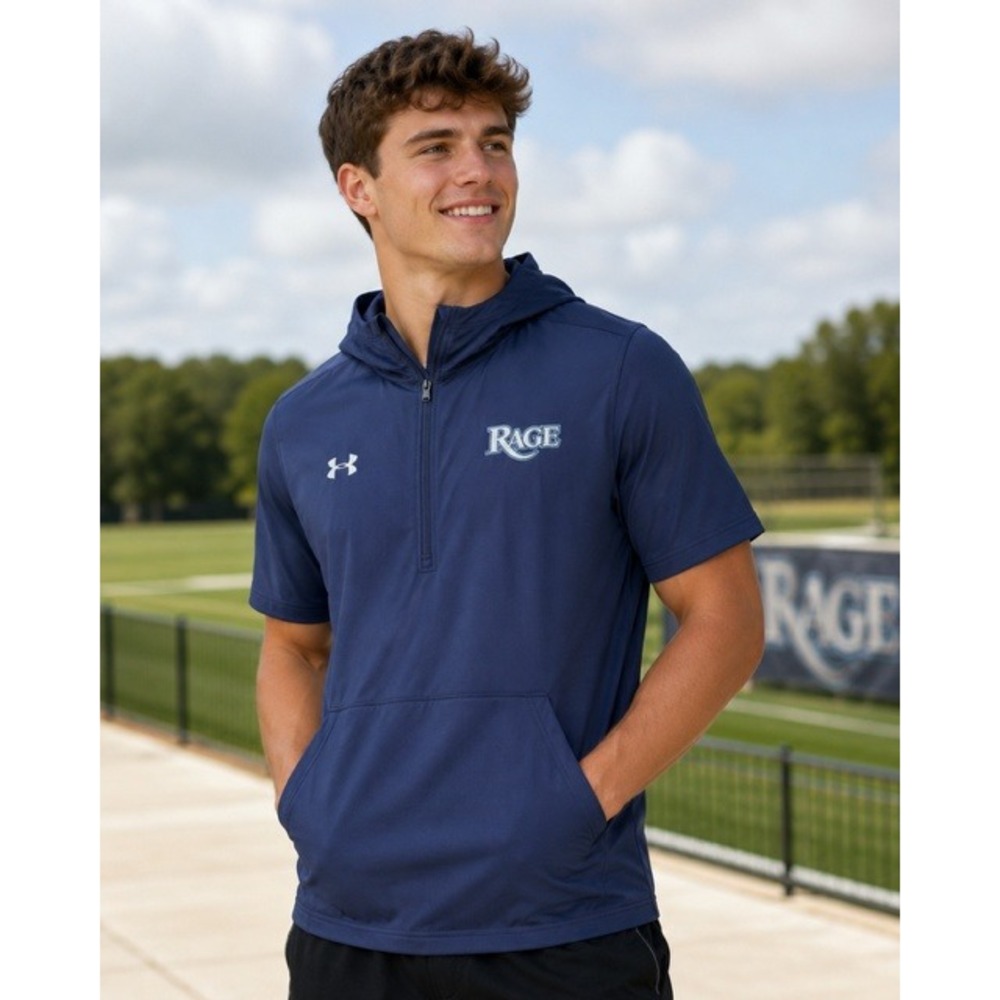 Under Armour Mens Navy Blue CT Rage Quarter Zip Short Sleeve Hoodie XL